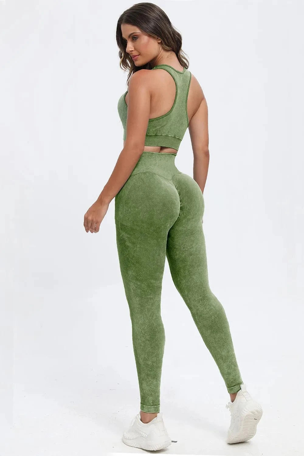 3 Piece Washed Square Neck Wide Strap Active Set - ShalayeFashion