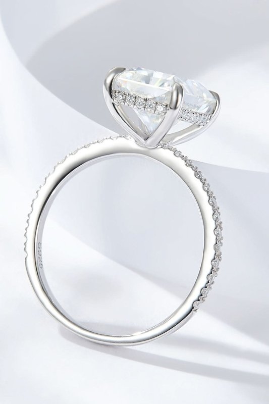4 Carat Moissanite 4 - Prong Side Stone Ring - ShalayeFashion