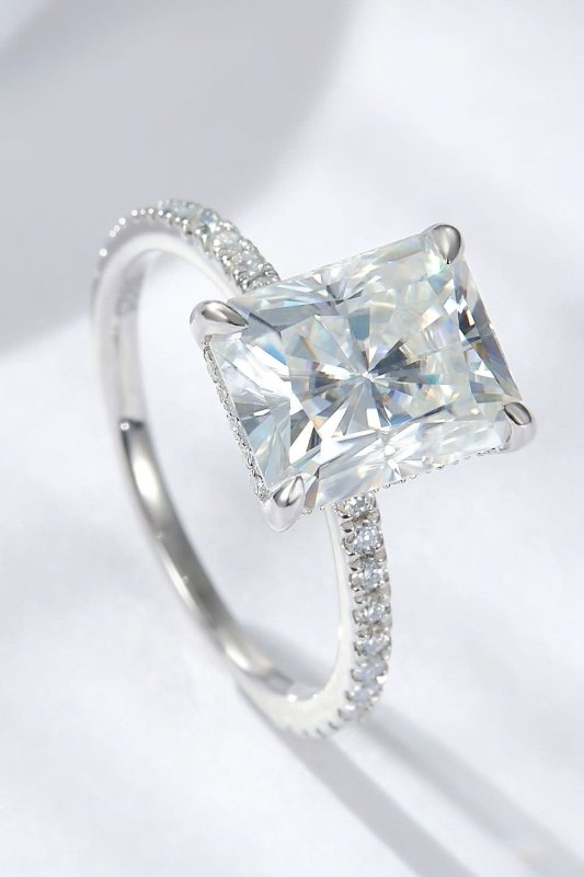 4 Carat Moissanite 4 - Prong Side Stone Ring - ShalayeFashion