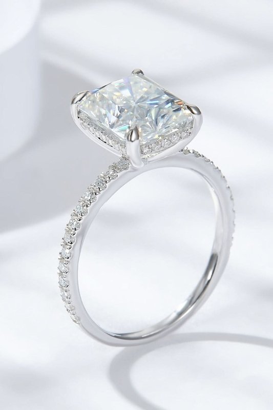 4 Carat Moissanite 4 - Prong Side Stone Ring - ShalayeFashion