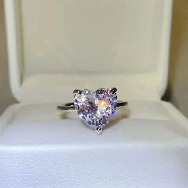 5 Carat 925 Sterling Silver Moissanite Heart Shape Ring - ShalayeFashion