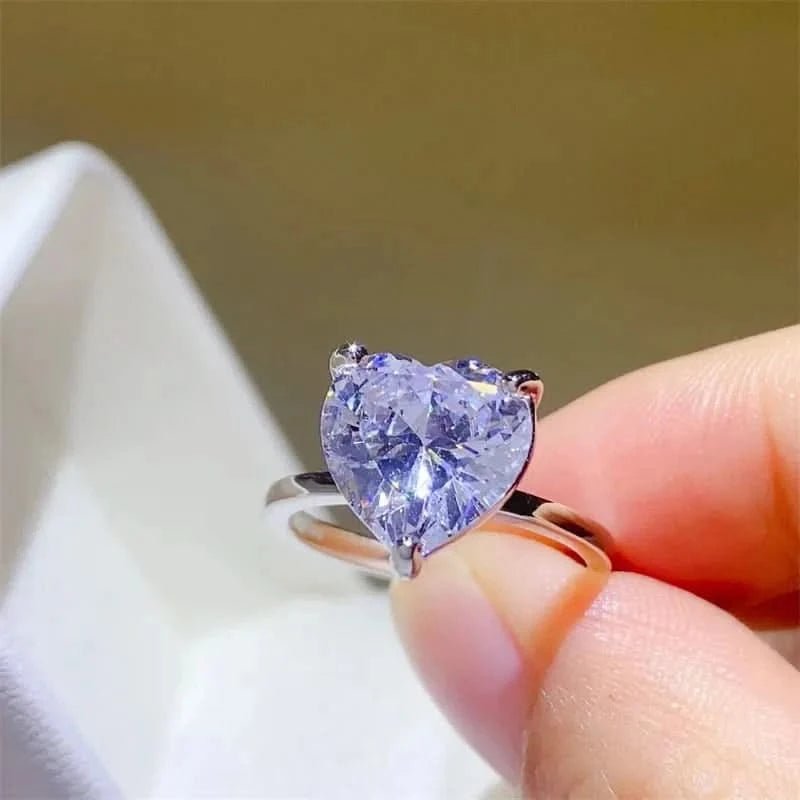 5 Carat 925 Sterling Silver Moissanite Heart Shape Ring - ShalayeFashion