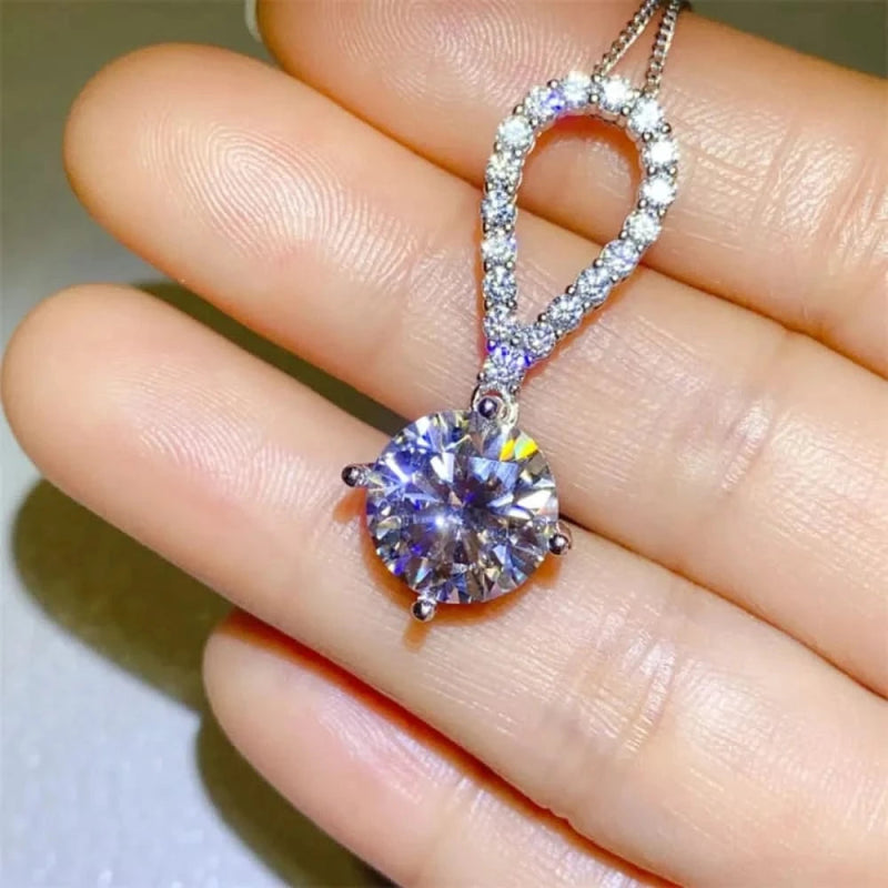 5 Carat Moissanite 925 Sterling Silver Teardrop Necklace - ShalayeFashion