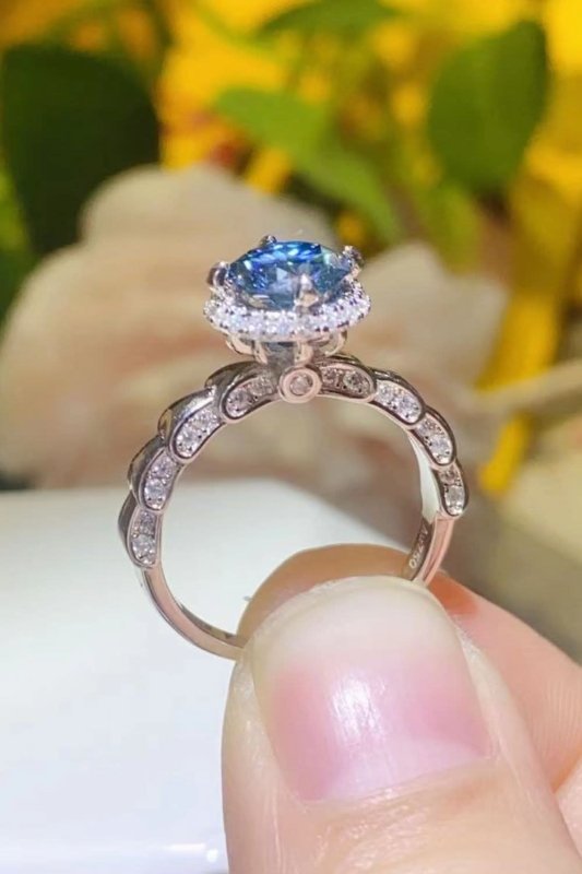 925 Sterling Silver 1 Carat Moissanite Cluster Ring - ShalayeFashion