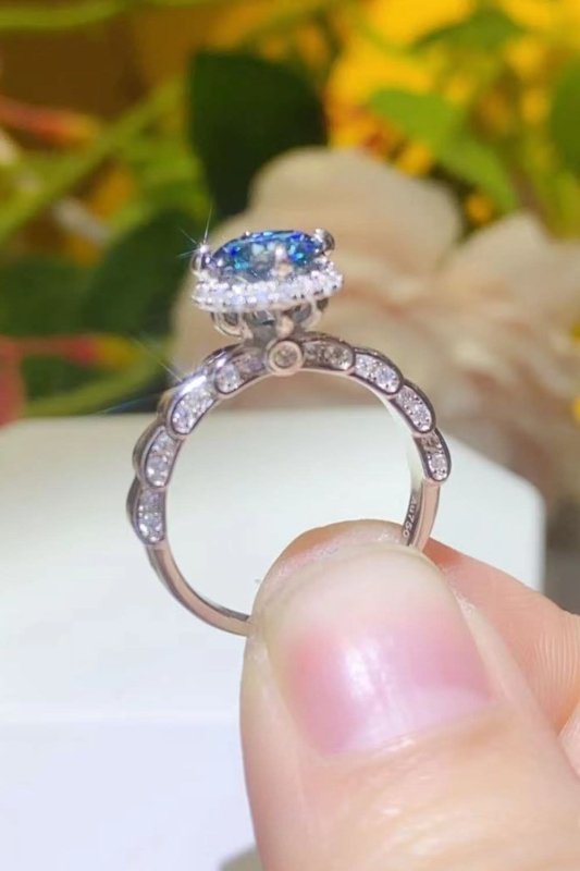 925 Sterling Silver 1 Carat Moissanite Cluster Ring - ShalayeFashion