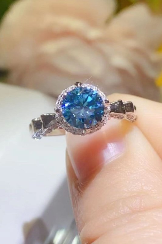 925 Sterling Silver 1 Carat Moissanite Cluster Ring - ShalayeFashion