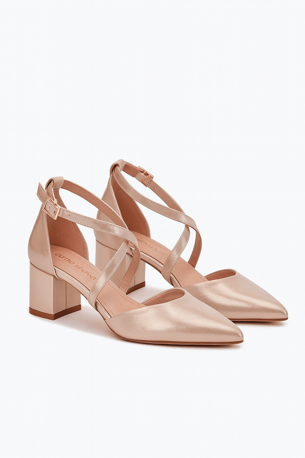 Women's Eco Leather Block Heel Interlacing