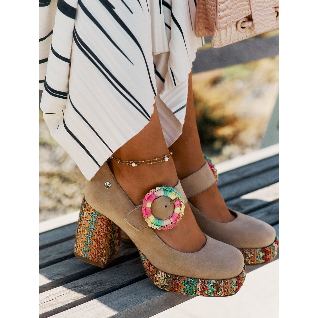 New Women's Suede Block Heel Pumps Platform