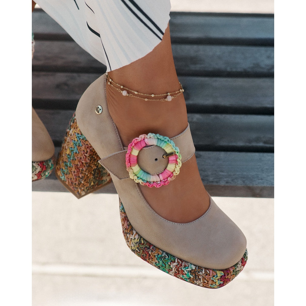 New Women's Suede Block Heel Pumps Platform