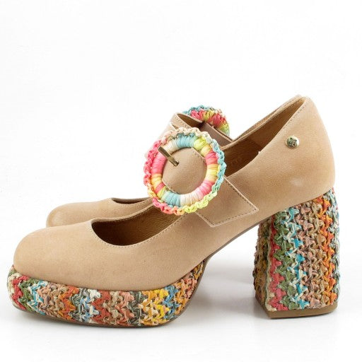 New Women's Suede Block Heel Pumps Platform