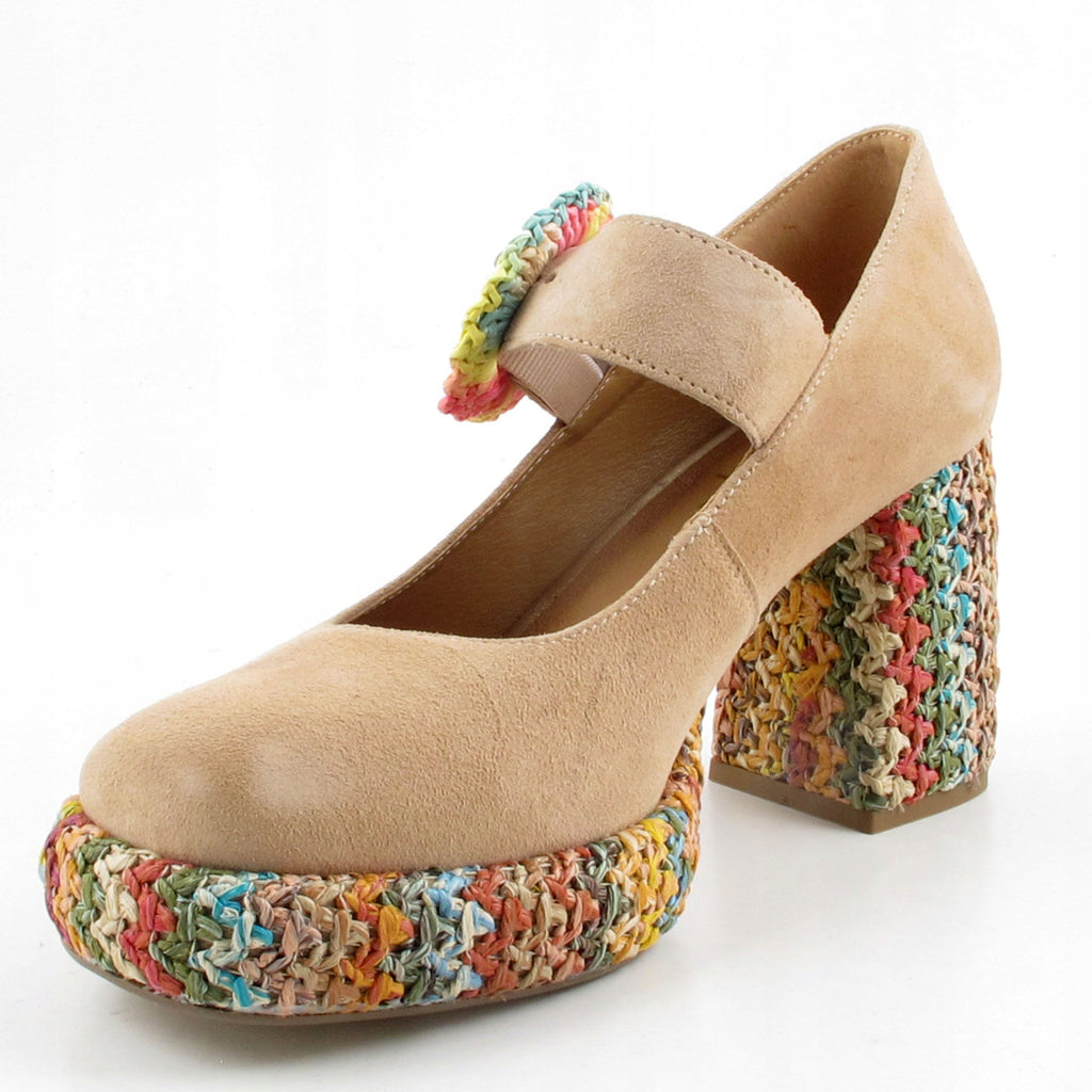 New Women's Suede Block Heel Pumps Platform