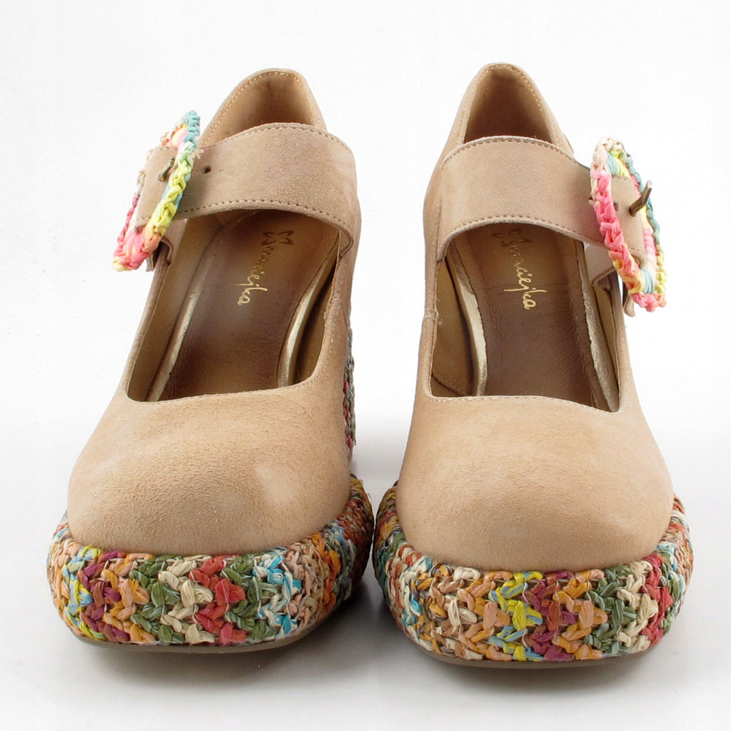 New Women's Suede Block Heel Pumps Platform