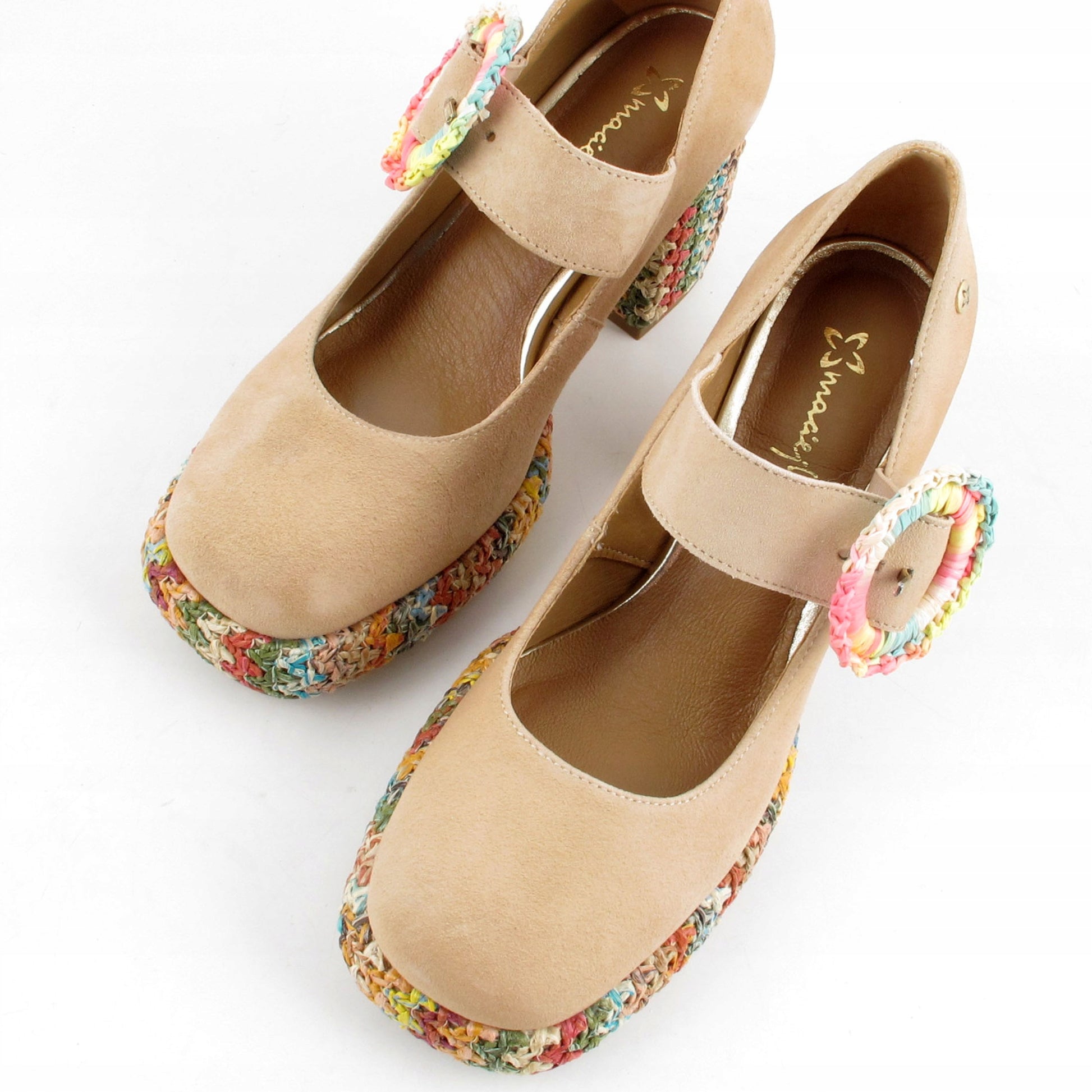New Women's Suede Block Heel Pumps Platform