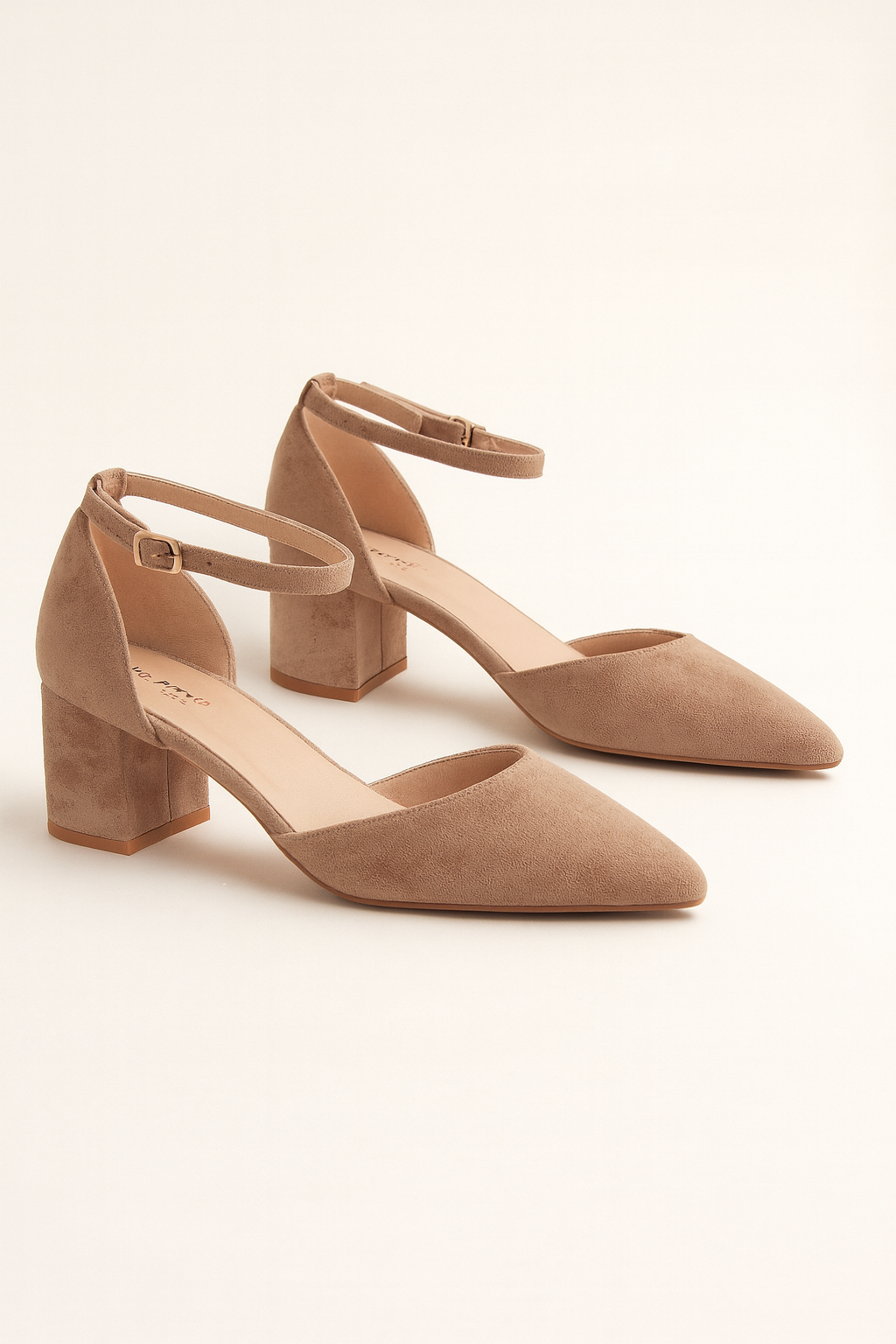 Women's Faux Suede Block Heel Pumps Pointed