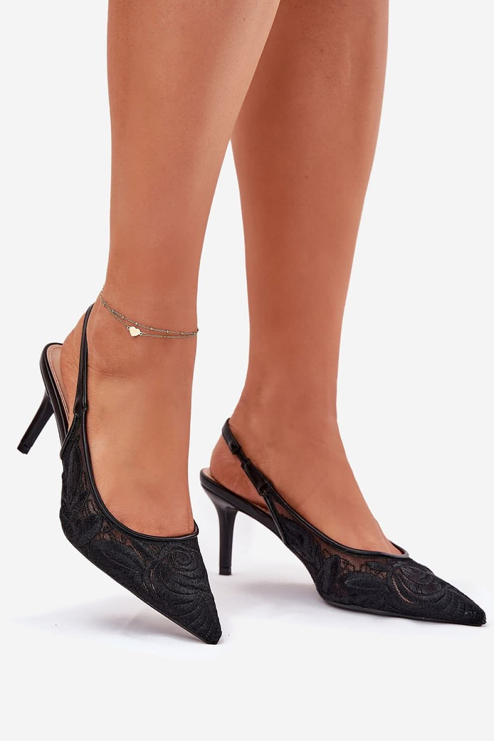 Women's Lace High Heels Pointed Toe