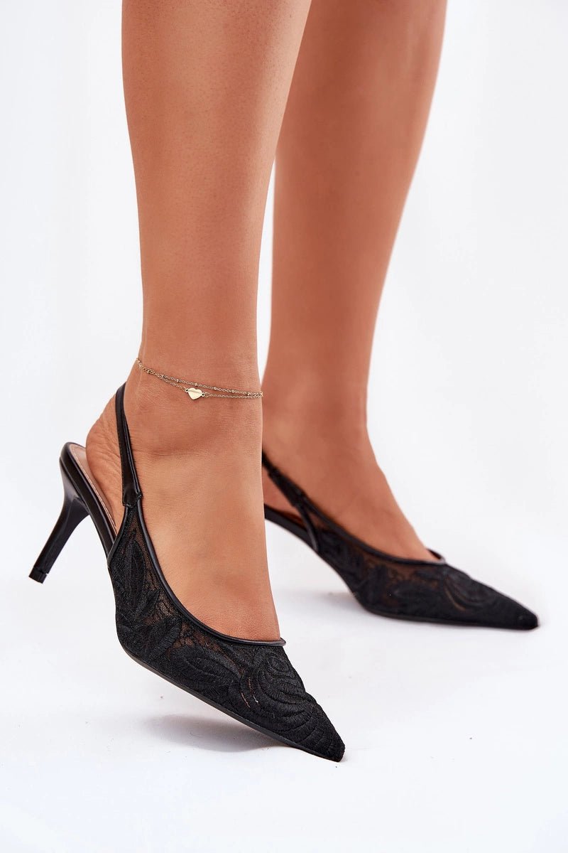 Women's Lace High Heels Pointed Toe
