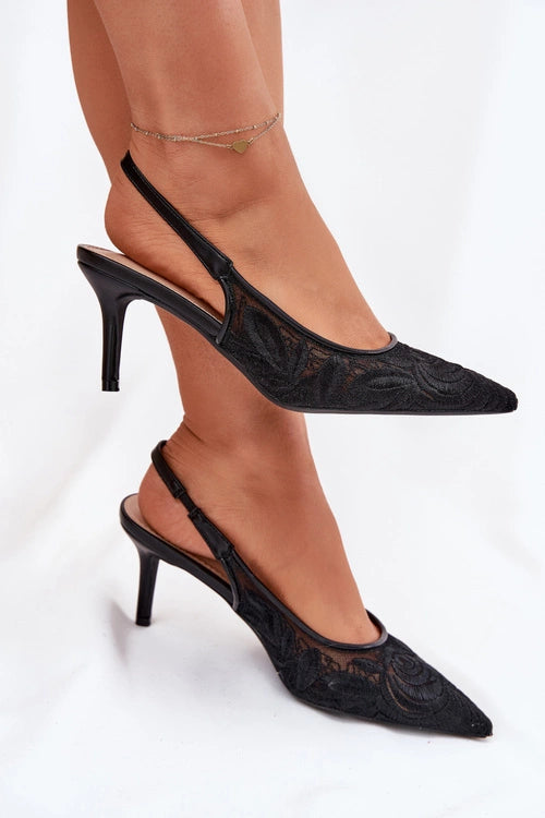 Women's Lace High Heels Pointed Toe