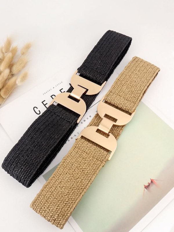 Alloy Buckle Elastic Belt - ShalayeFashion