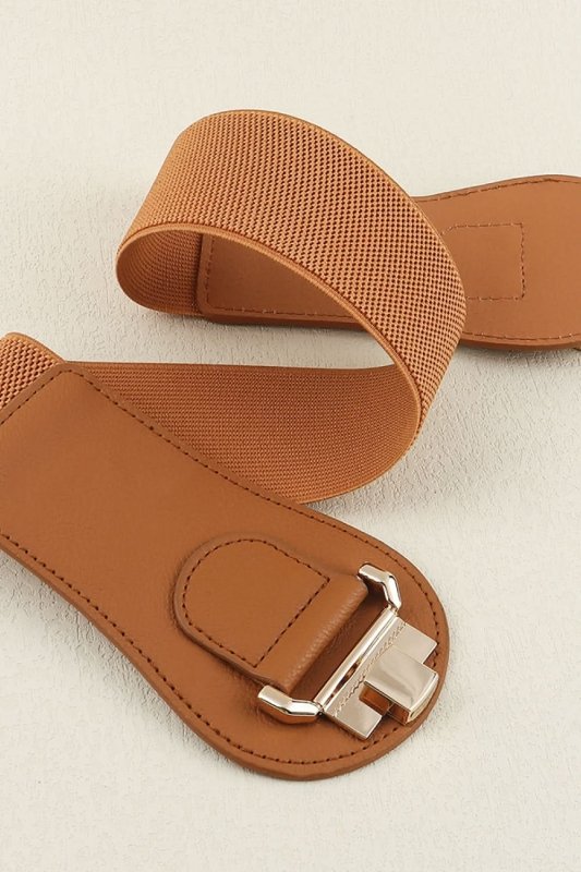 Alloy Buckle Elastic Belt - ShalayeFashion