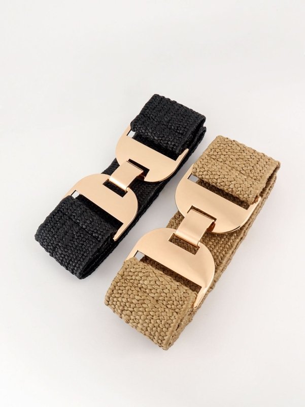 Alloy Buckle Elastic Belt - ShalayeFashion