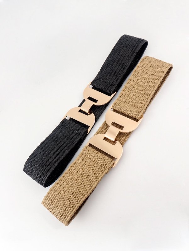 Alloy Buckle Elastic Belt - ShalayeFashion