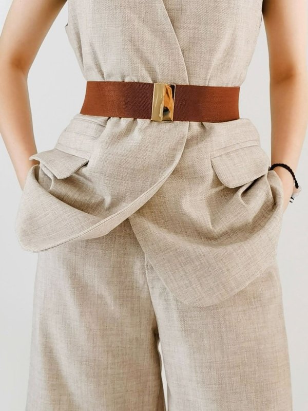 Alloy Buckle Elastic Belt - ShalayeFashion