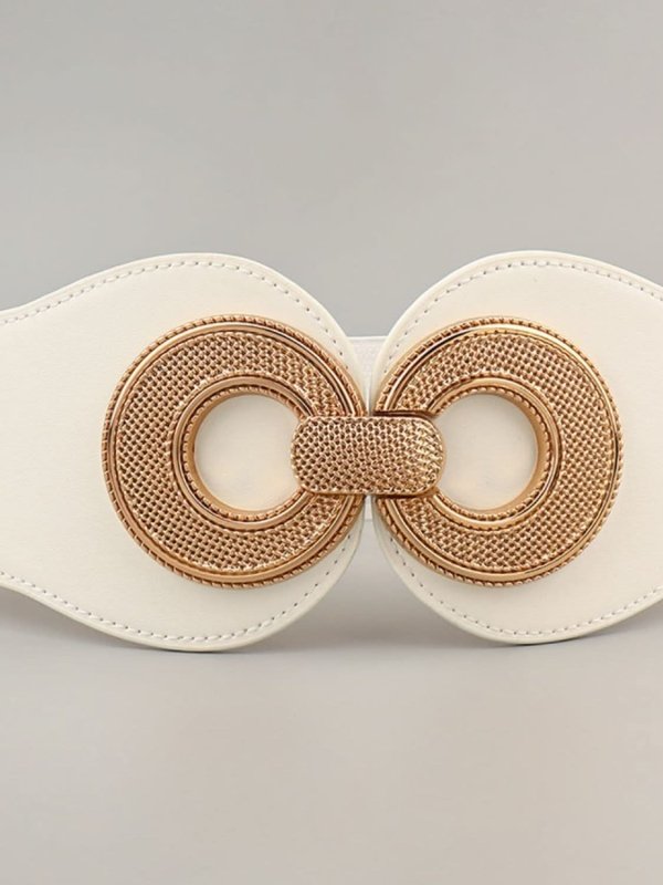 Alloy Buckle Elastic PU Belt - ShalayeFashion
