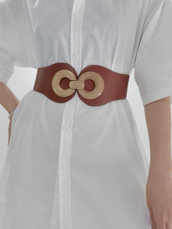 Alloy Buckle Elastic PU Belt - ShalayeFashion