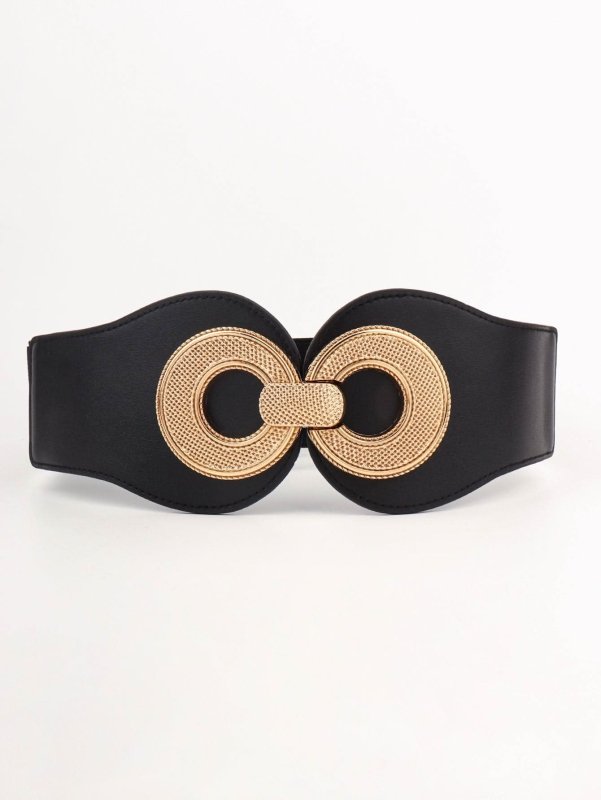 Alloy Buckle Elastic PU Belt - ShalayeFashion