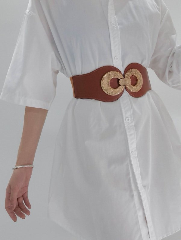 Alloy Buckle Elastic PU Belt - ShalayeFashion