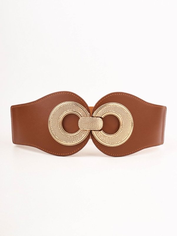 Alloy Buckle Elastic PU Belt - ShalayeFashion