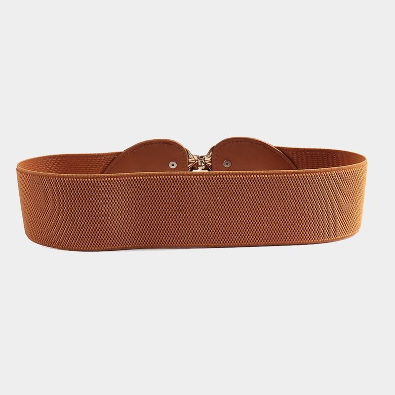 Alloy Leaf Buckle Elastic Belt - ShalayeFashion