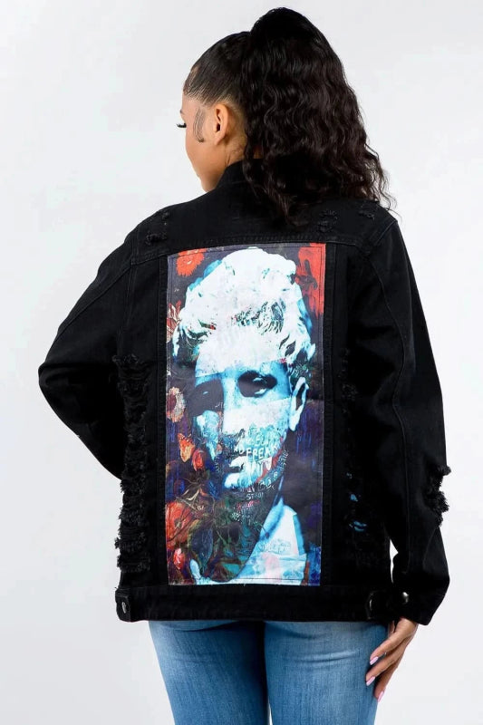 American Bazi Full Size Button Up Distressed Denim Jacket - ShalayeFashion
