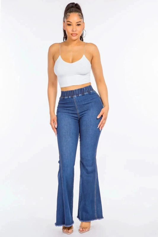 American Bazi High Waist Curvy Flare Jeans - ShalayeFashion