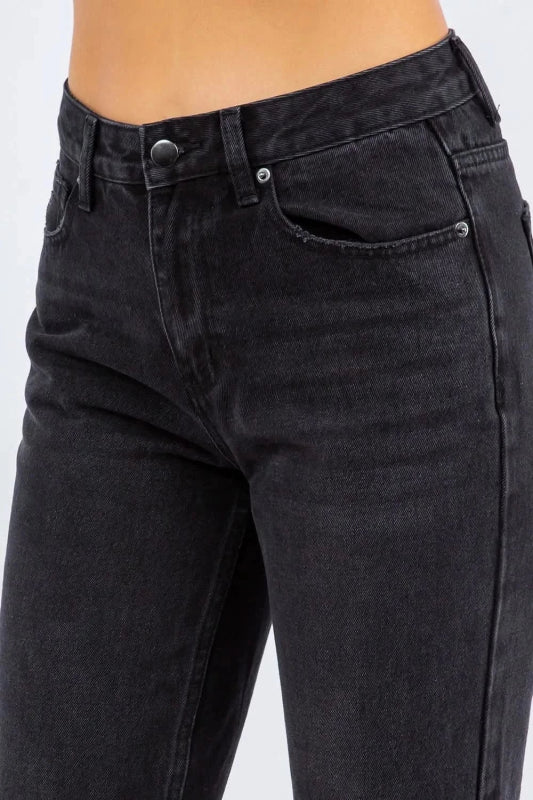 American Bazi High Waist Distressed Cropped Straight Jeans - ShalayeFashion