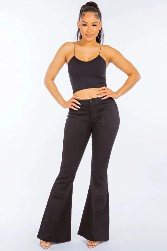 American Bazi High Waist Pull On Flare Jeans - ShalayeFashion