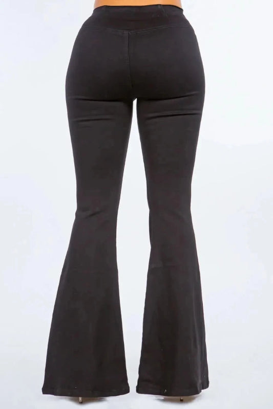 American Bazi High Waist Pull On Flare Jeans - ShalayeFashion