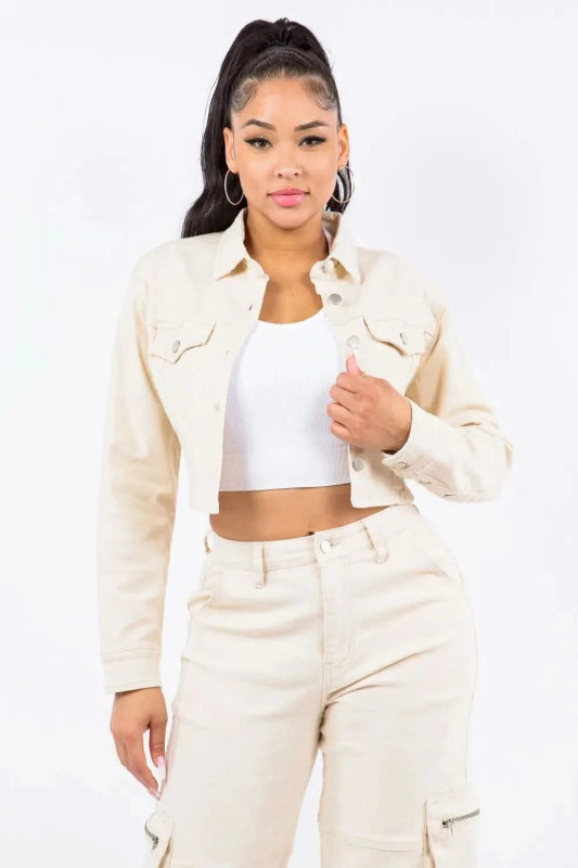American Bazi Laced Back Cropped Jacket - ShalayeFashion