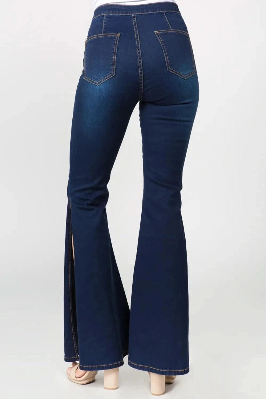 American Bazi Side Slit Flare Jeans - ShalayeFashion