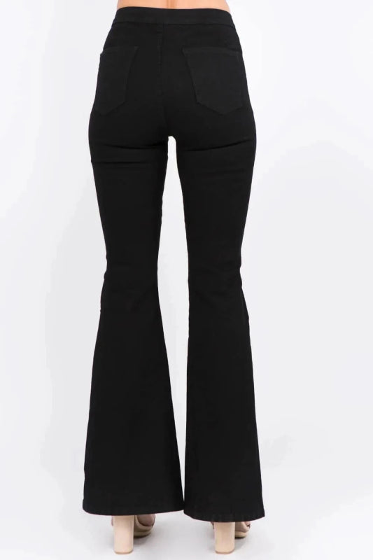 American Bazi Side Slit Flare Jeans - ShalayeFashion