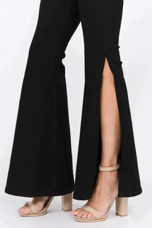 American Bazi Side Slit Flare Jeans - ShalayeFashion
