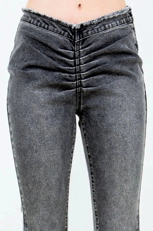 American Bazi V - Cut Ruched Flare Pants - ShalayeFashion