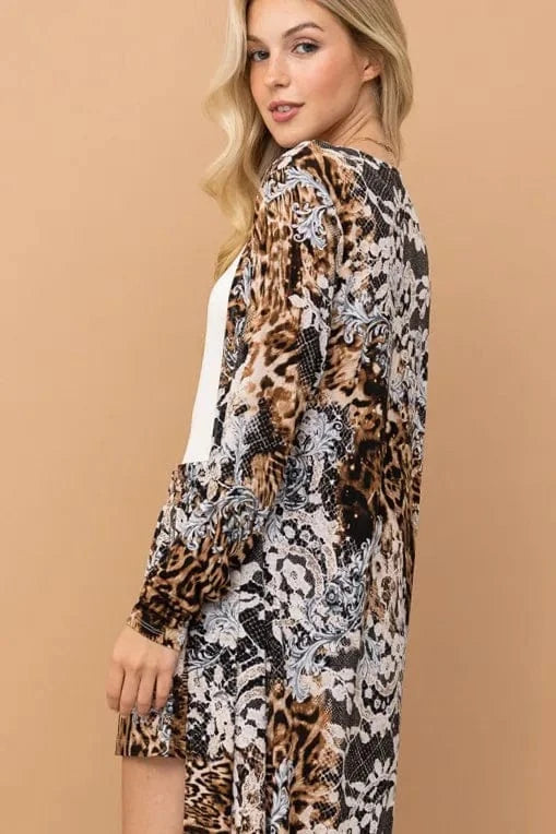 And The Why Animal Print Kimono and Shorts Set - ShalayeFashion