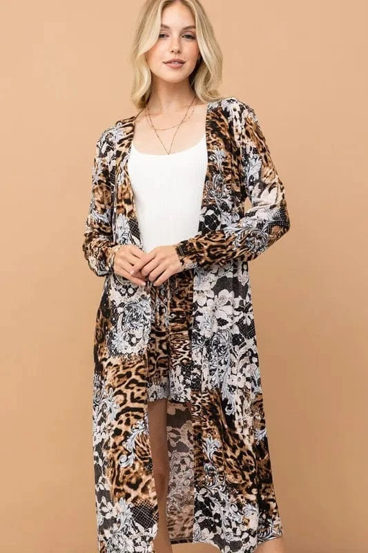 And The Why Animal Print Kimono and Shorts Set - ShalayeFashion
