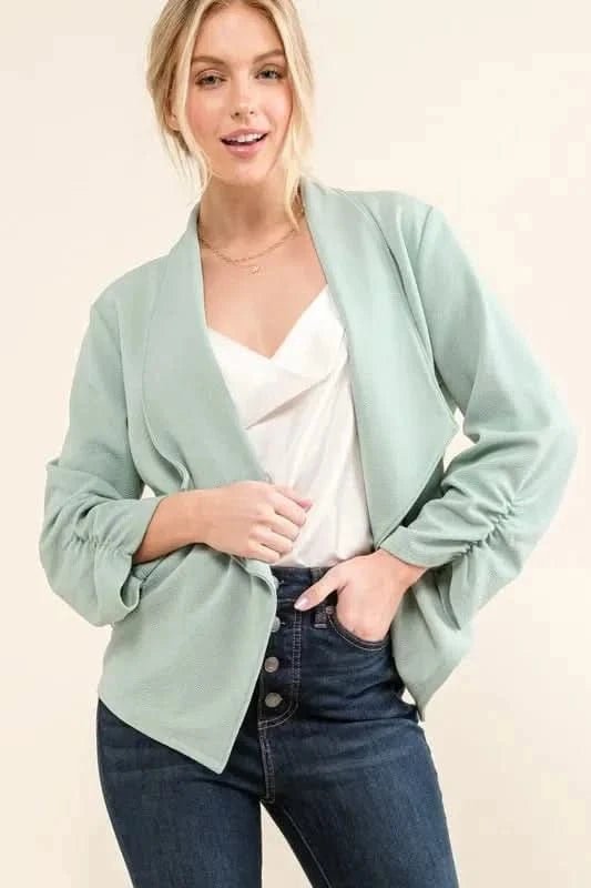 And The Why Stretch Non - Wrinkled Basic Open - Front Blazer - ShalayeFashion