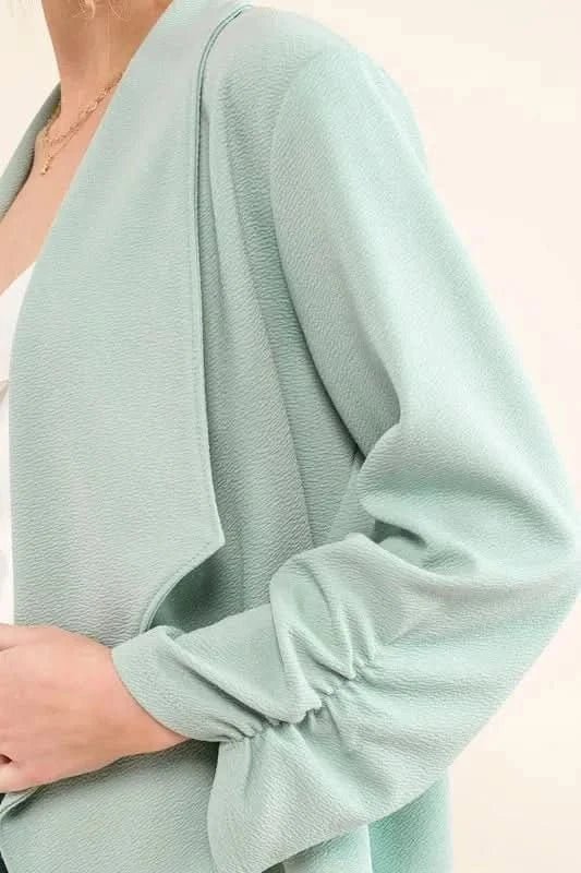 And The Why Stretch Non - Wrinkled Basic Open - Front Blazer - ShalayeFashion