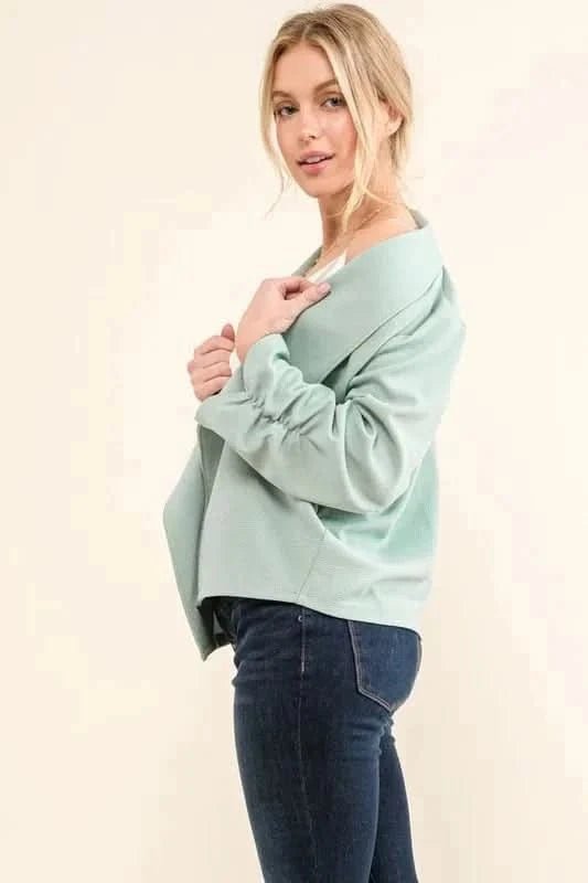 And The Why Stretch Non - Wrinkled Basic Open - Front Blazer - ShalayeFashion