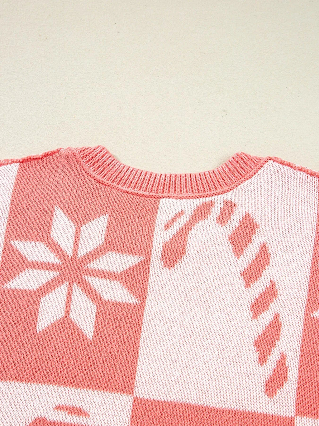 andycane Snowflake Checker Drop Shoulder Sweater - ShalayeFashion