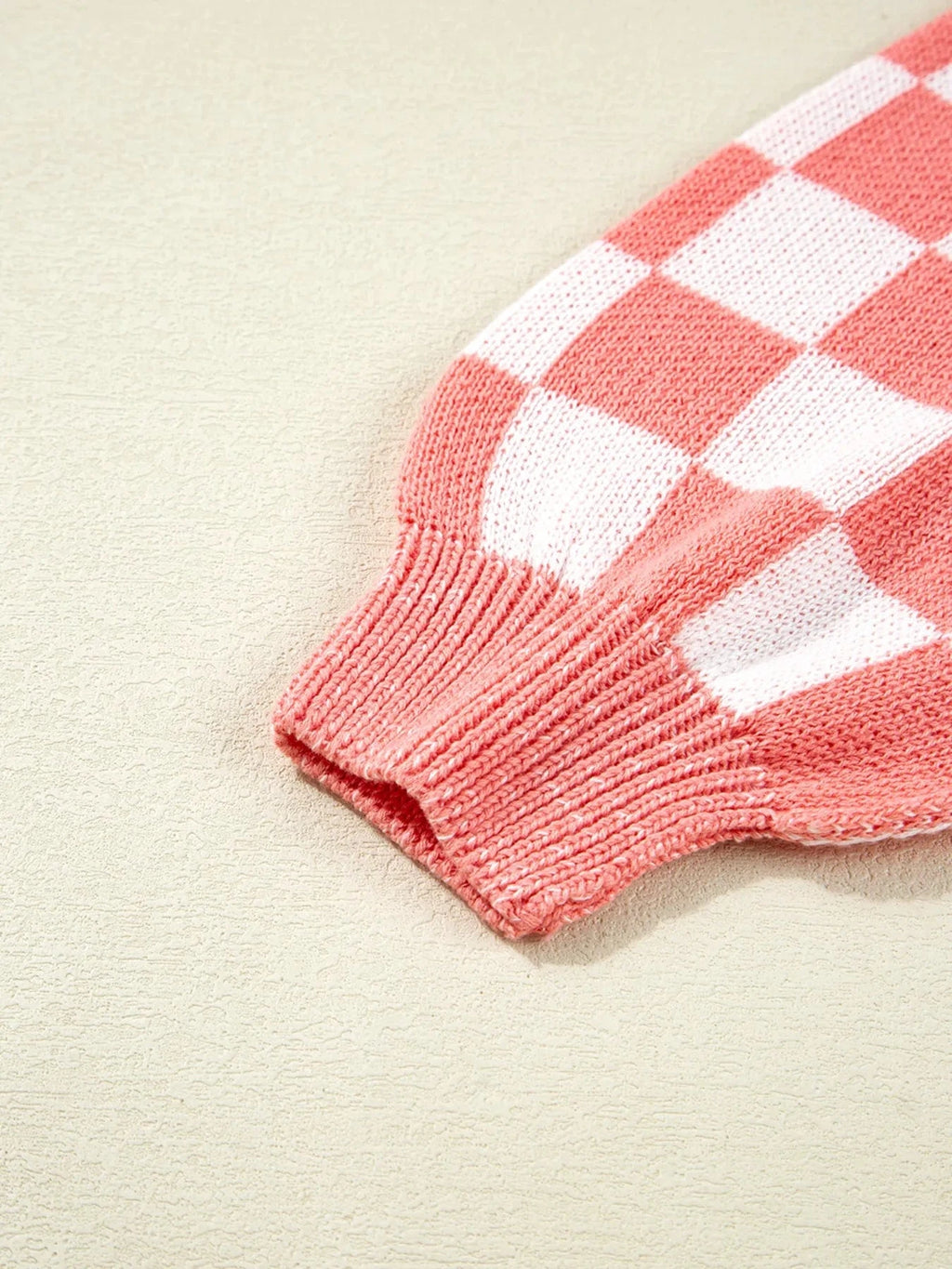 andycane Snowflake Checker Drop Shoulder Sweater - ShalayeFashion