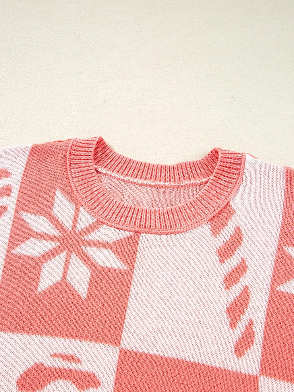 andycane Snowflake Checker Drop Shoulder Sweater - ShalayeFashion